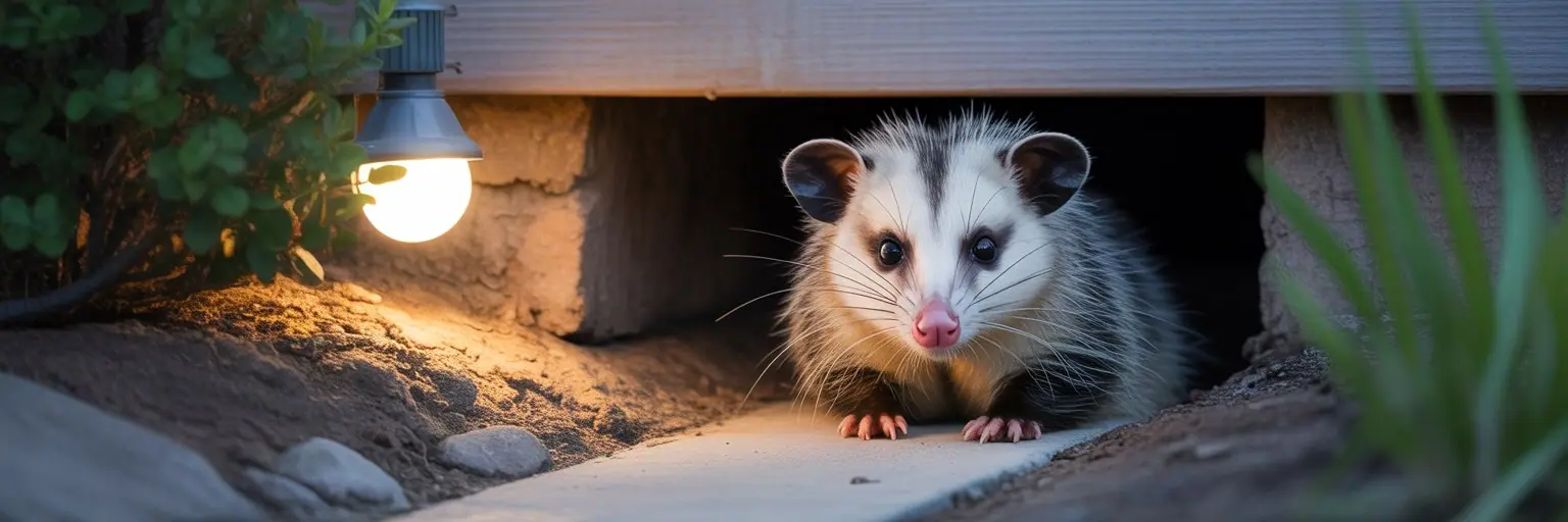 Opossum in a crawl space opening