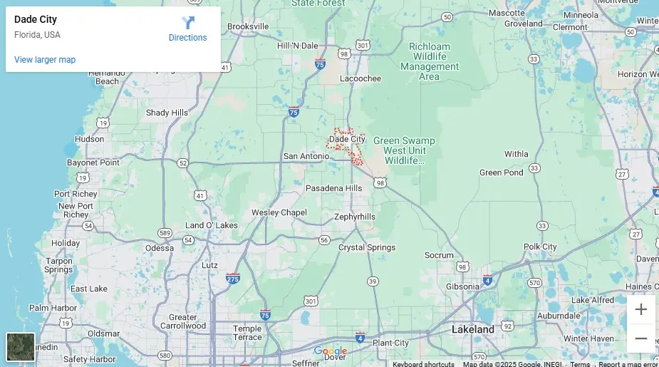 Map of Dade City, Florida